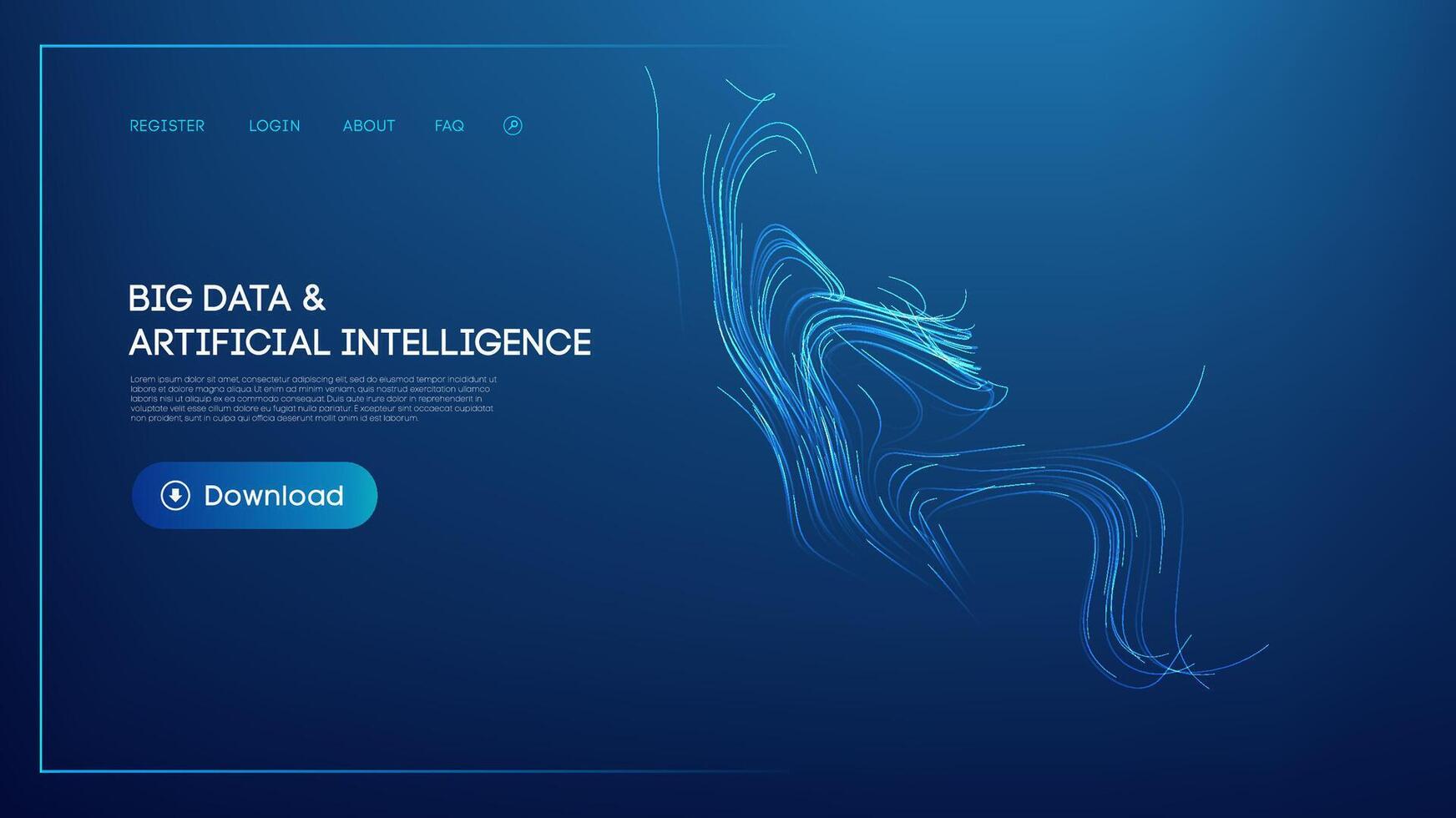 Flowing blue digital lines representing big data and artificial intelligence vector