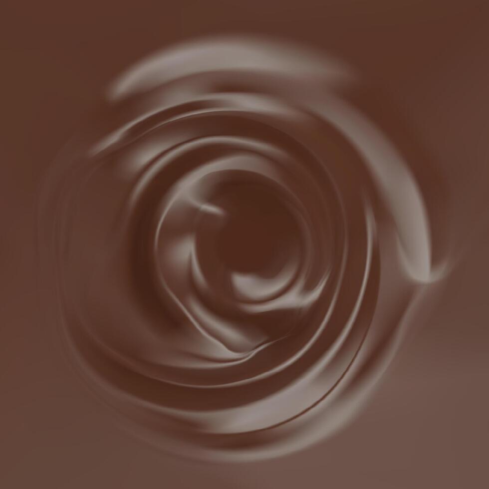 Liquid dark cream swirled with dark chocolate. Delicious creamy and melting consistency. illustration of sauce and food. Dessert hot sweet drop. vector