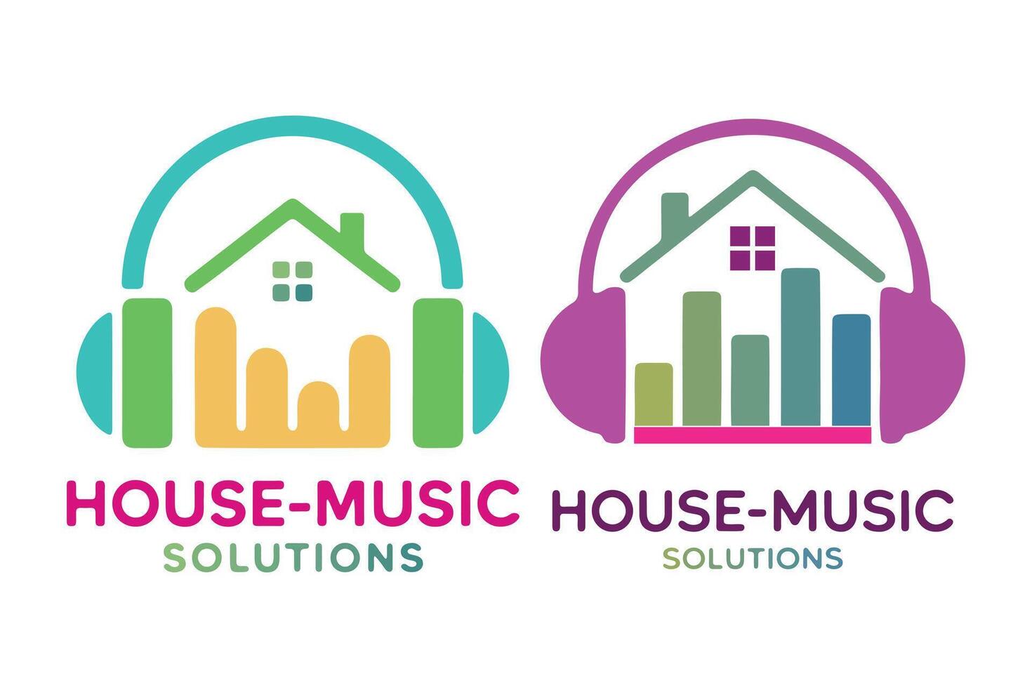 Colorful logo design for House-Music Solutions vector