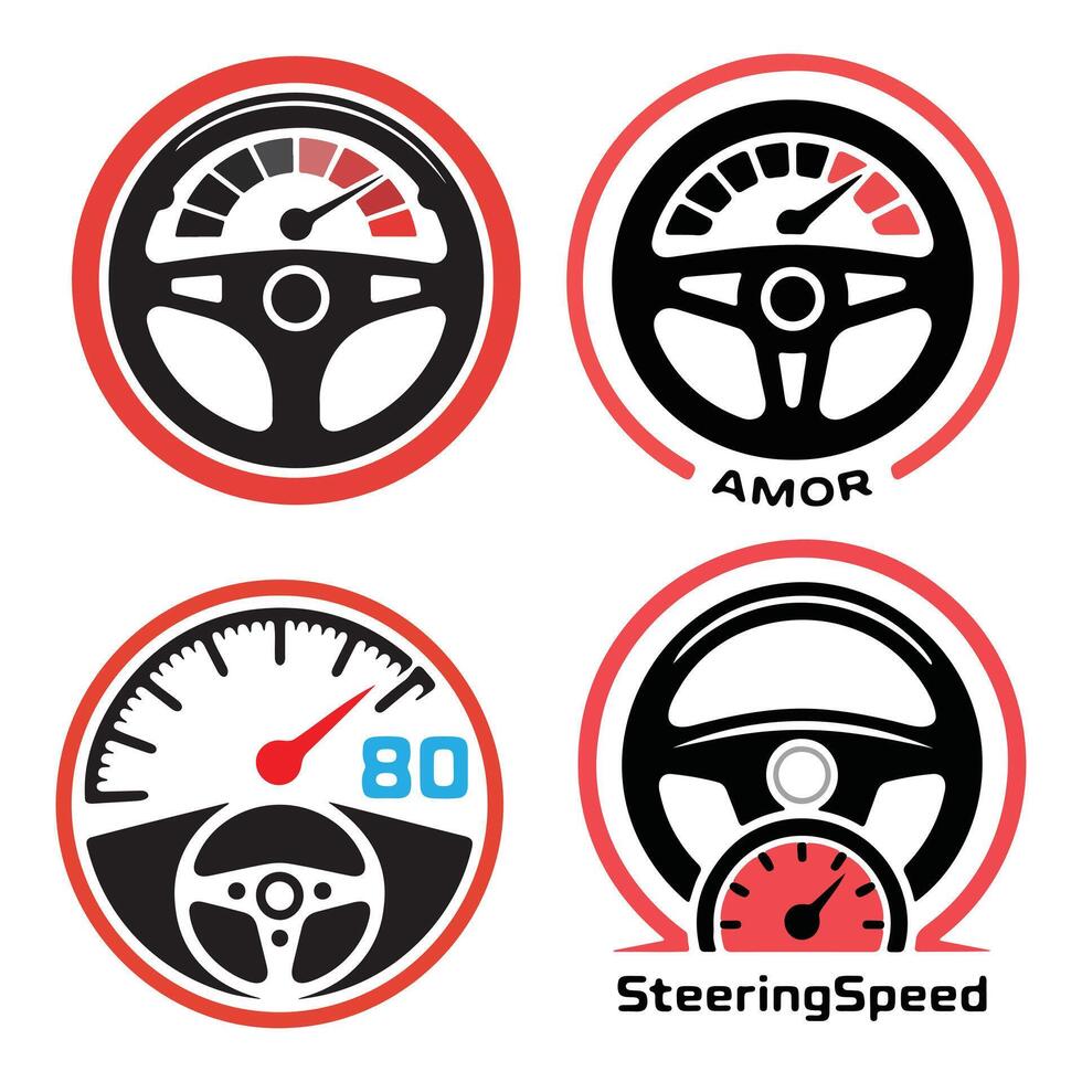 Steering wheel speedometer design automotive gauge graphics vector