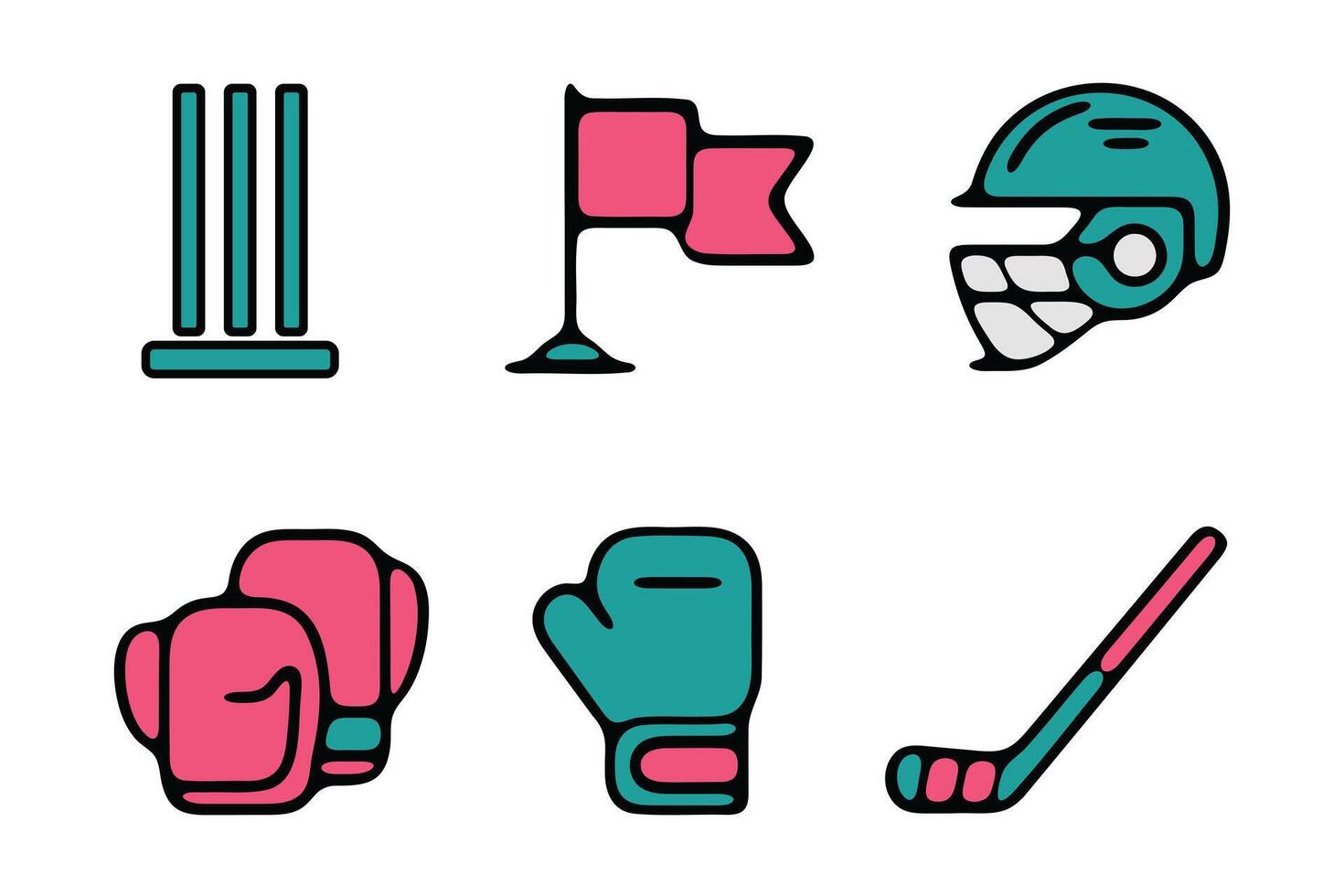 Colorful Sport Equipment Icons Set for Graphic Design vector