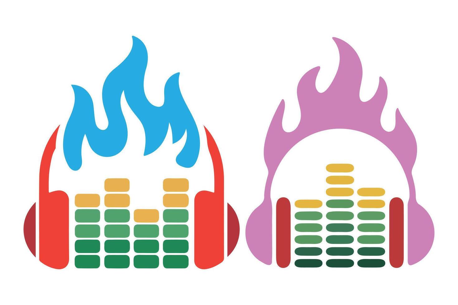 Vibrant Headphones with Fiery Audio Visualizations vector