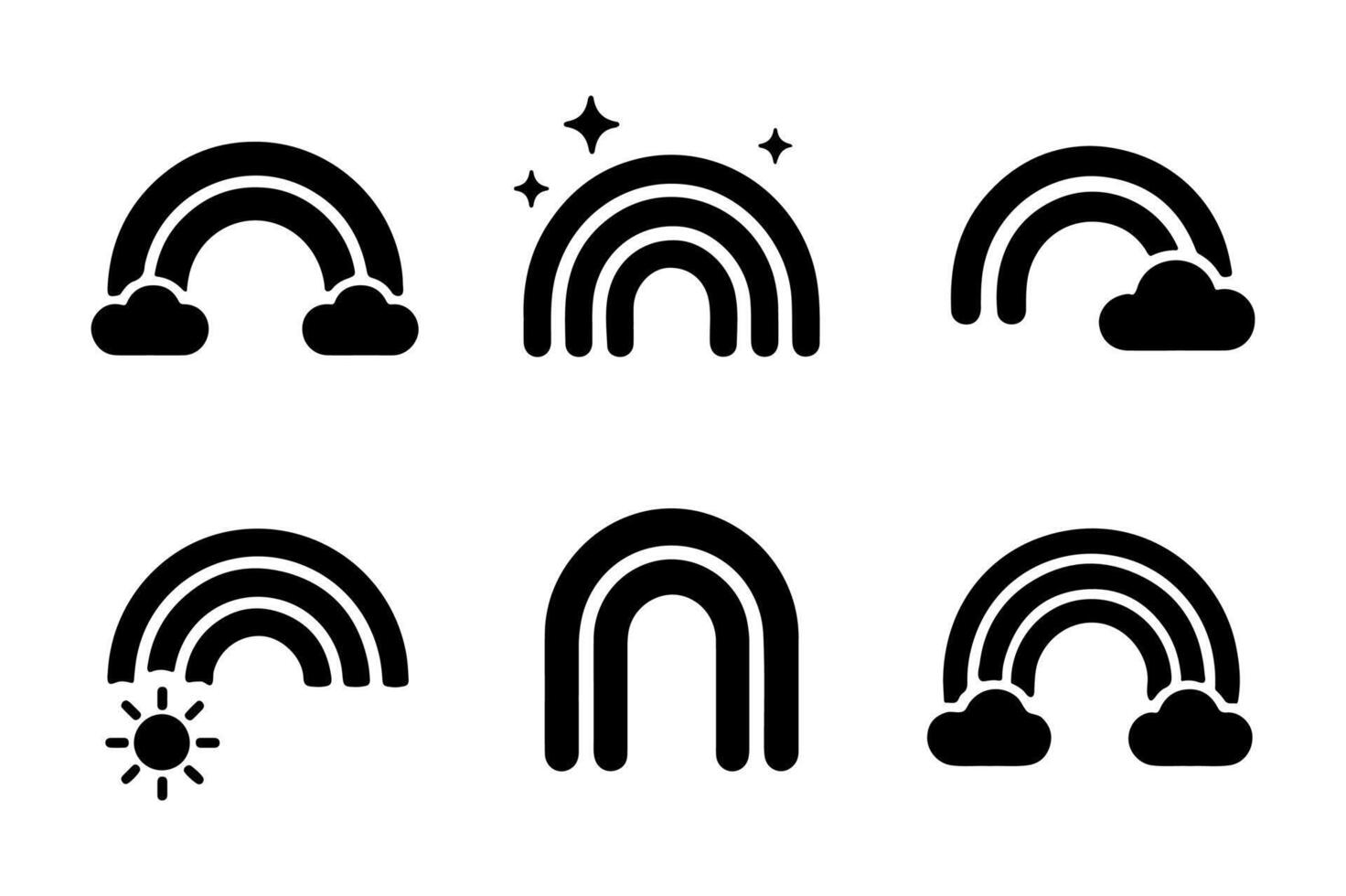 Rainbow outline icons for stickers vector