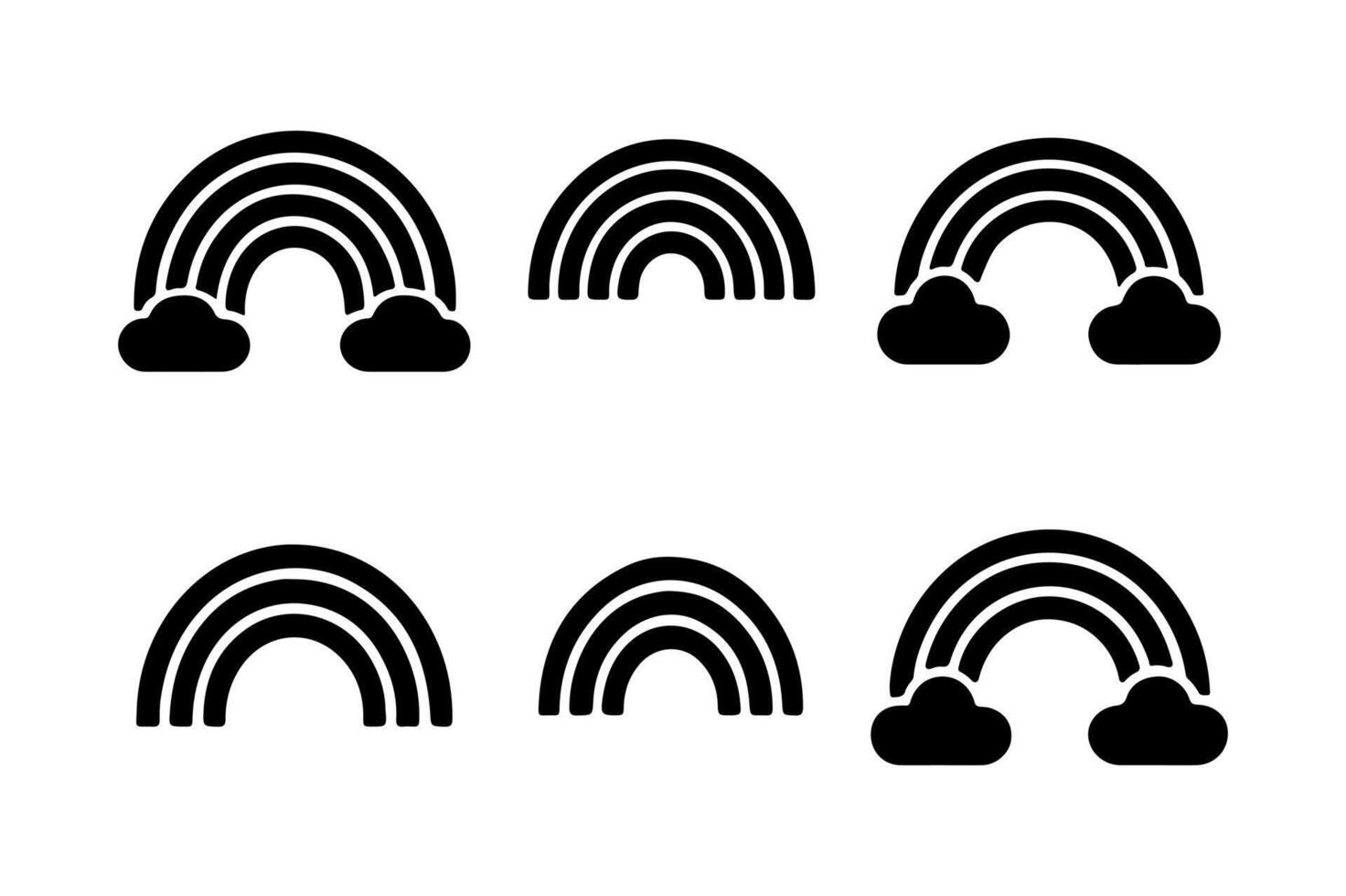 Minimalist rainbow silhouette icons vector
