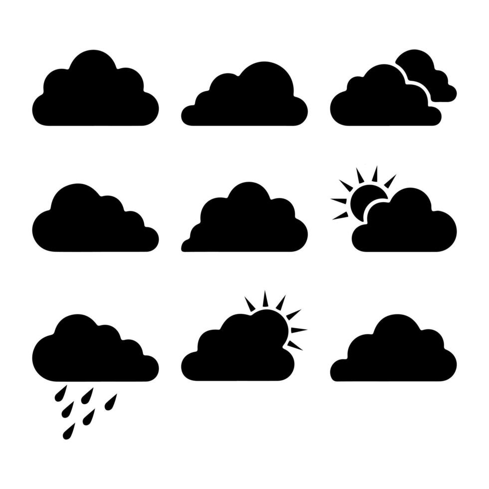 Flat cloud weather icons vector
