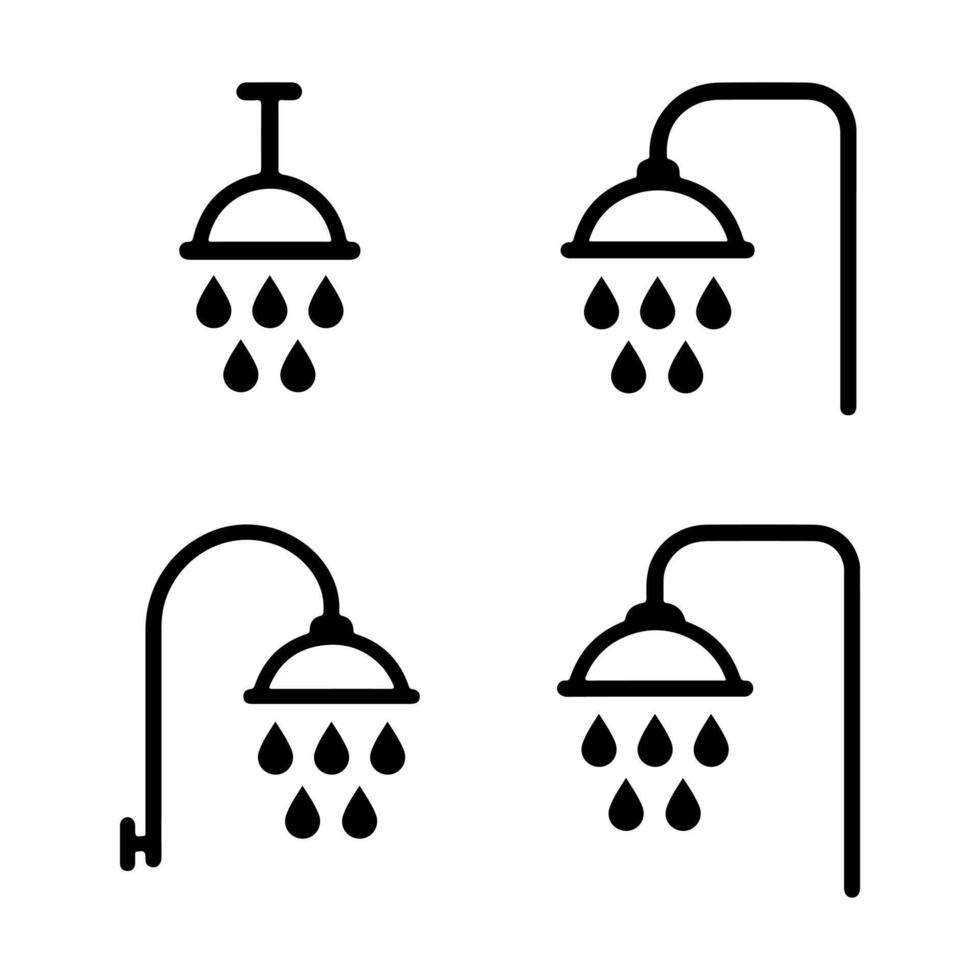 Minimalist rain shower line icons set vector