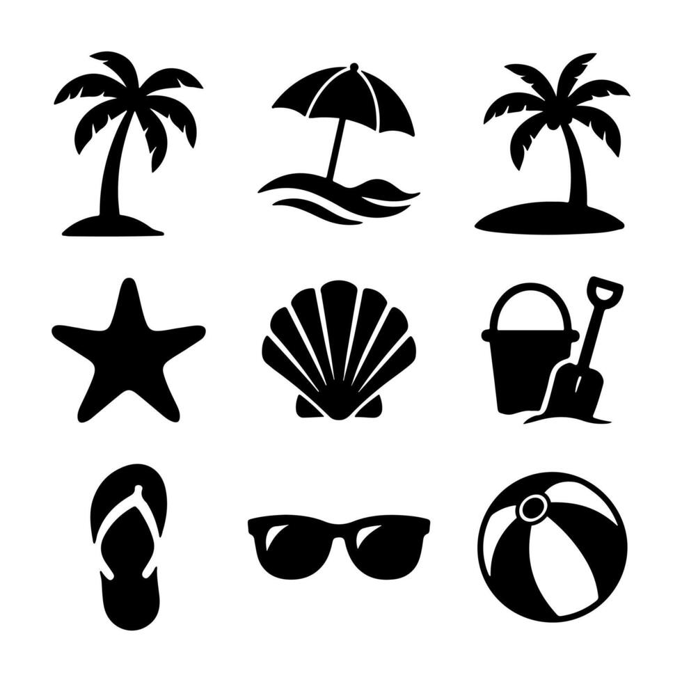 Set of beach vacation icon pack collection vector
