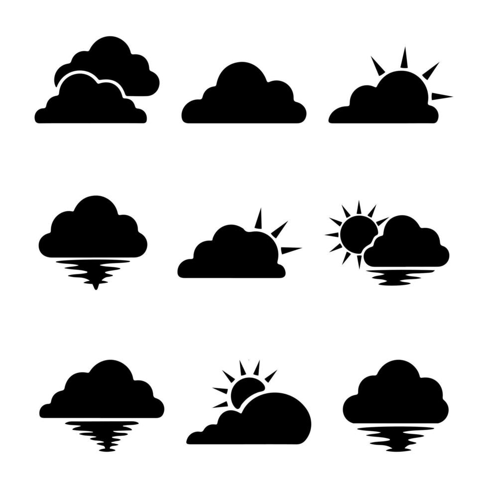 Silhouette weather symbol collection vector