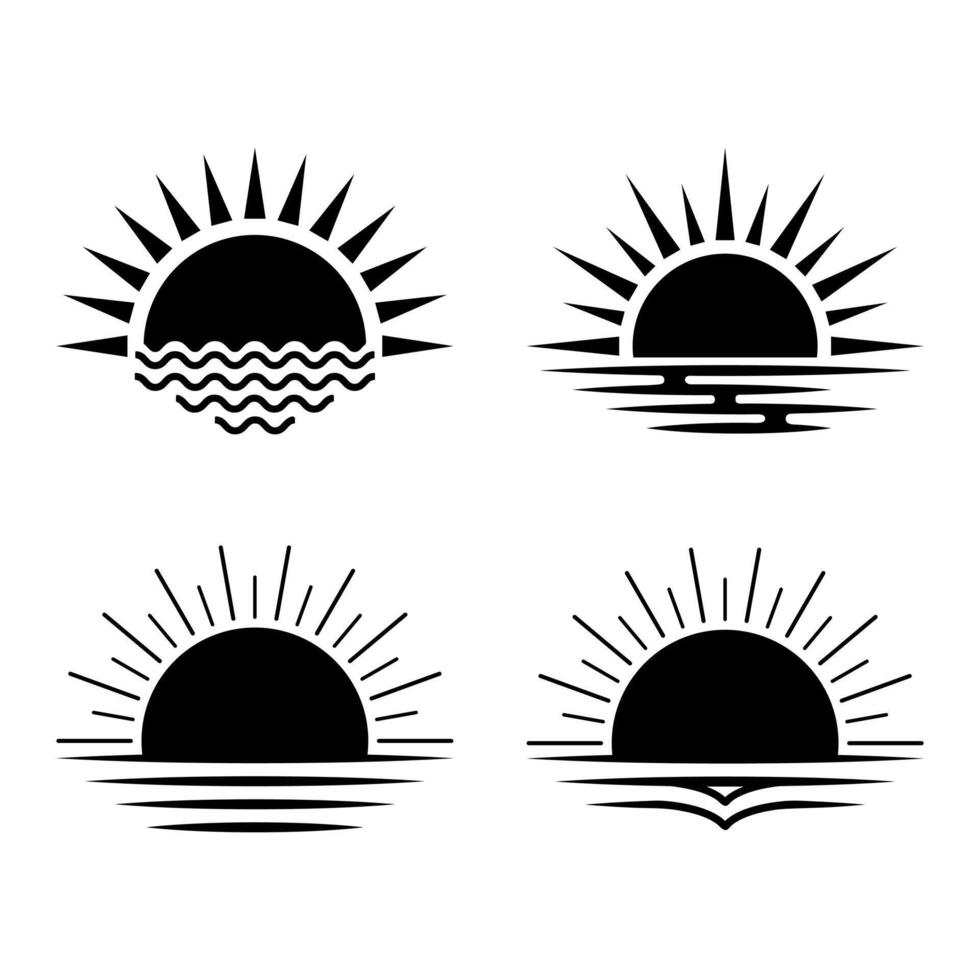 Sunset silhouette collection vector