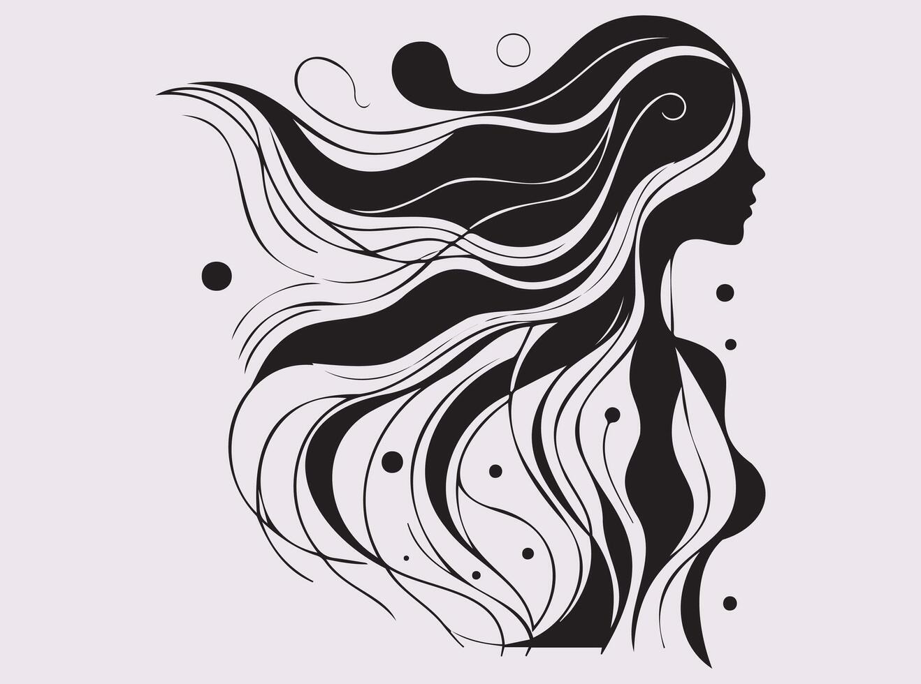 Abstract Bahu Style Female Silhouette with Line Art and Geometric Shape Design vector