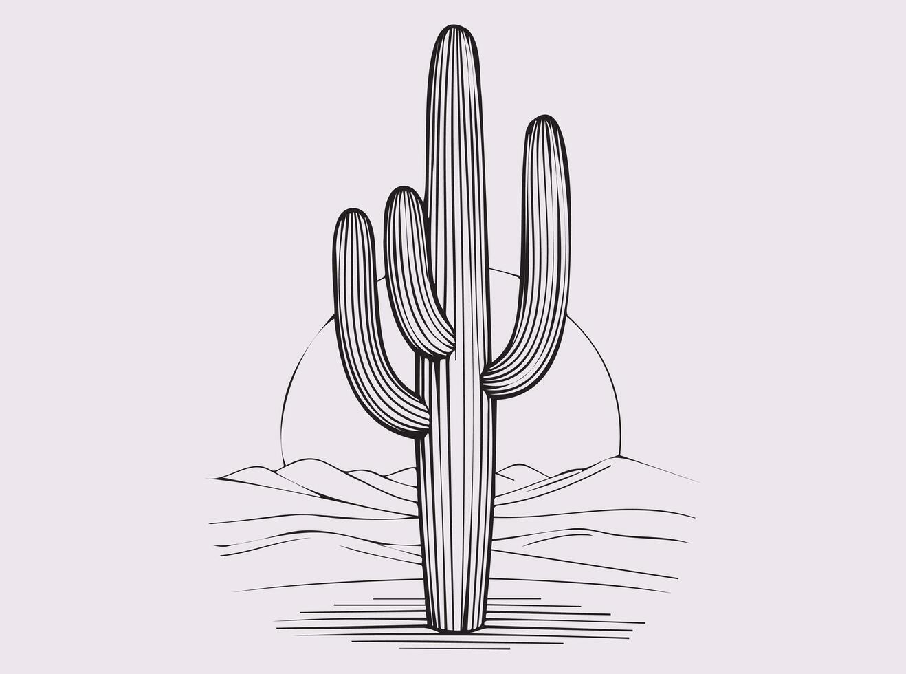 Saguaro Cactus in Black Silhouette Style for Desert Wild Plant and Minimal Art Designs vector