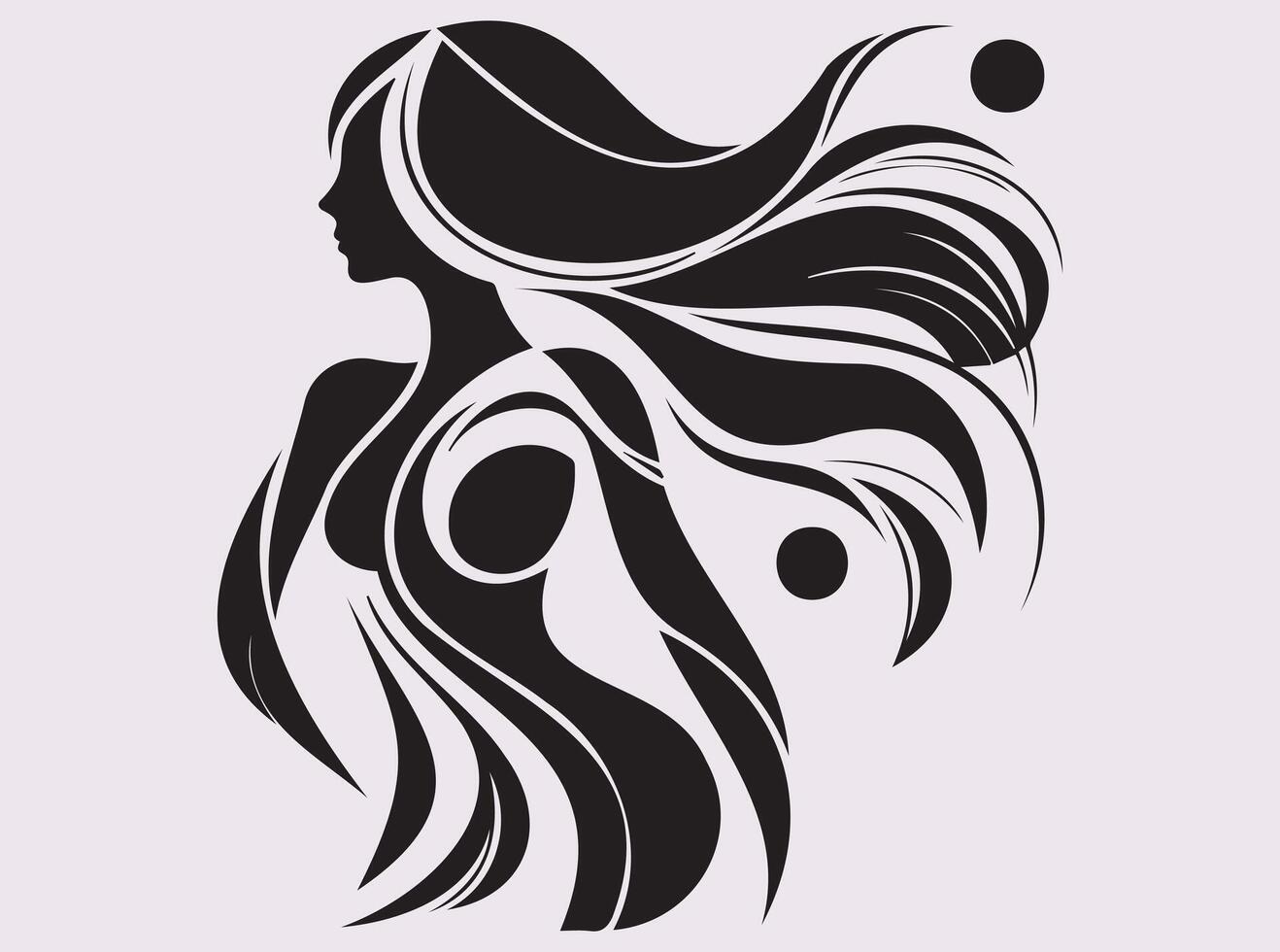 Artistic Line Drawing of Woman Silhouette in Geometric Abstract Bahu Style vector