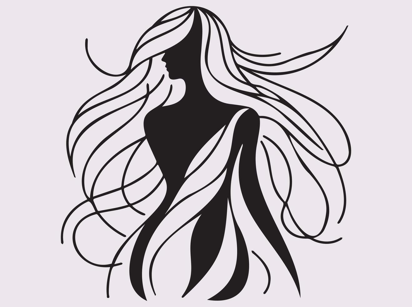 Black Silhouette of Woman in Abstract Geometric Bahu Art Minimalist Style Design vector