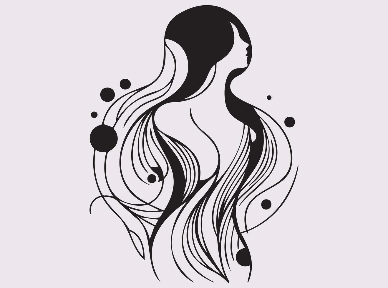 Modern Bahu Art Woman Silhouette with Geometric Shapes and Clean Line Illustration vector