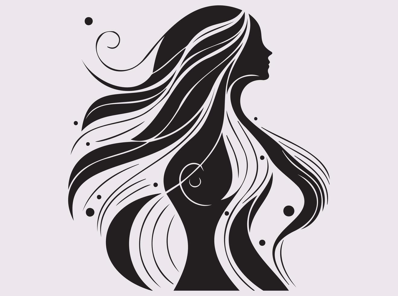 Female Silhouette Art in Abstract Geometric Bahu Style with Black and Line Elements vector