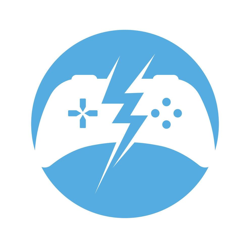 Game control with lightning icon logo. vector