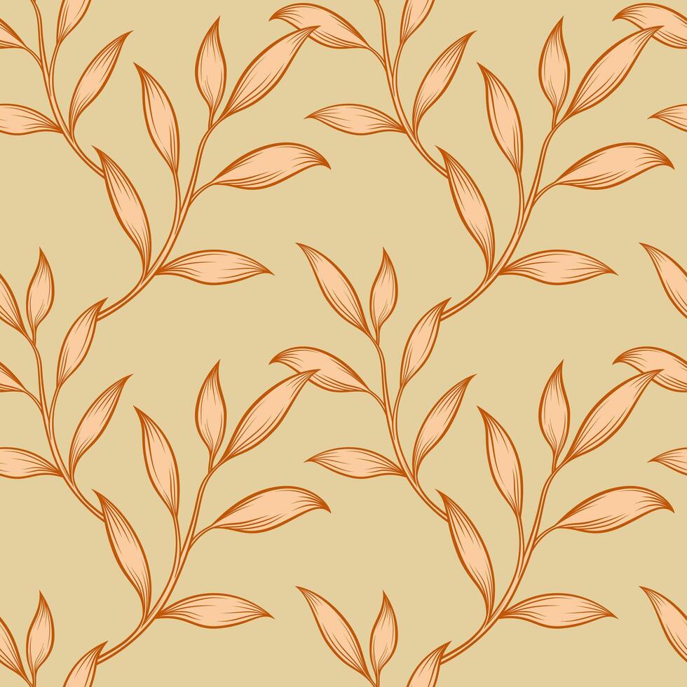 Autumn leaves seamless pattern. Fall season wallpaper. Foliage drawing design. Vintage botanical illustration. vector