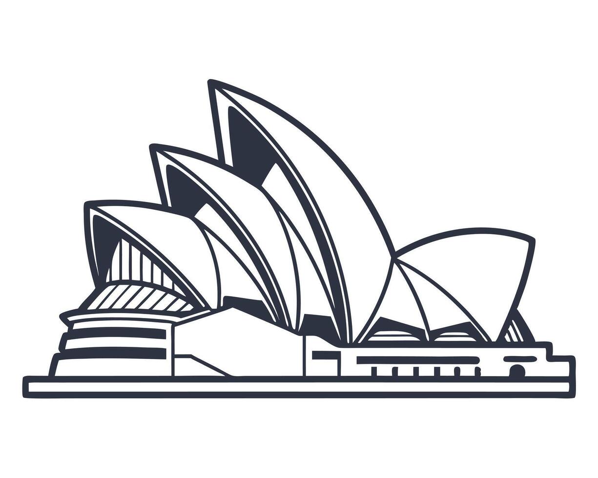 illustration of the iconic sydney opera house in a simple minimalist black and white design vector