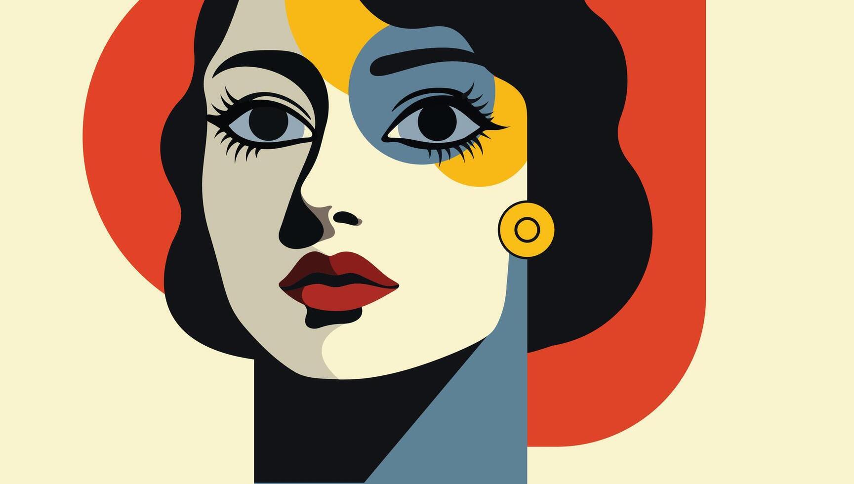 Geometric Abstract Portrait With Bold Colors Depicting a Modern Artistic Human Expression. vector