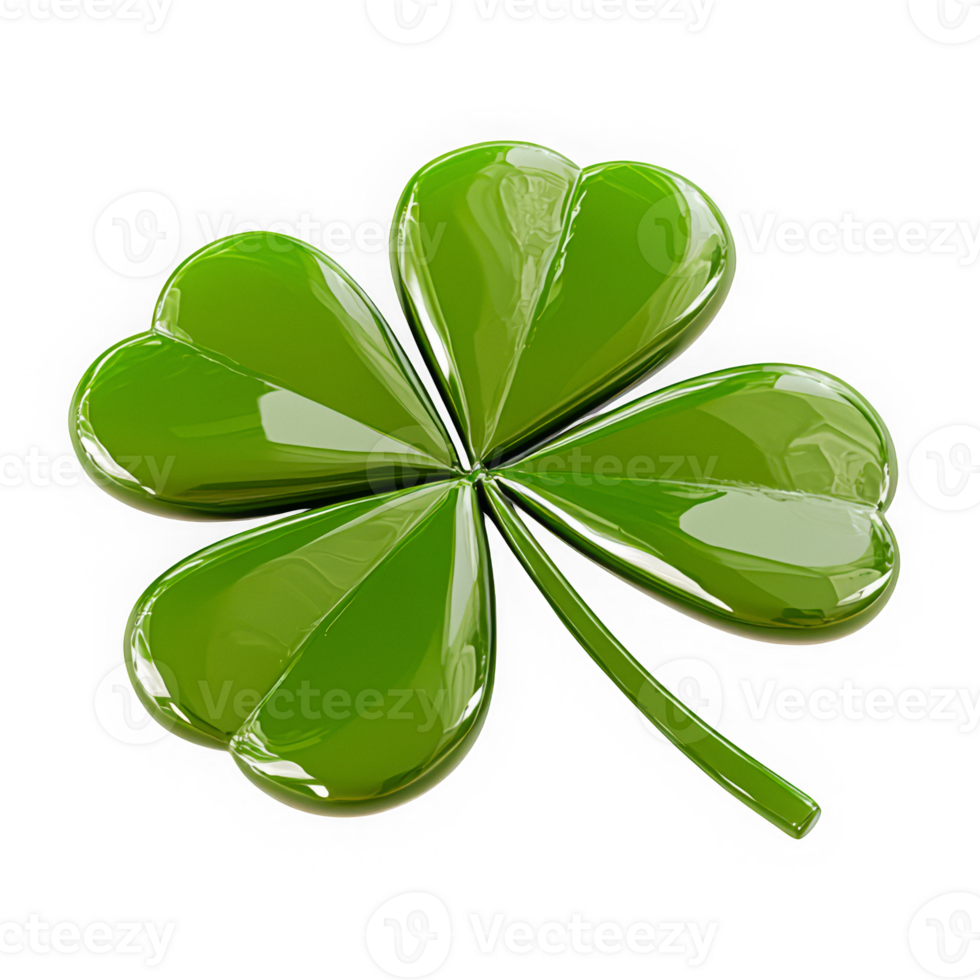 Glossy green four leaf clover icon for luck and st. patricks day designs. png