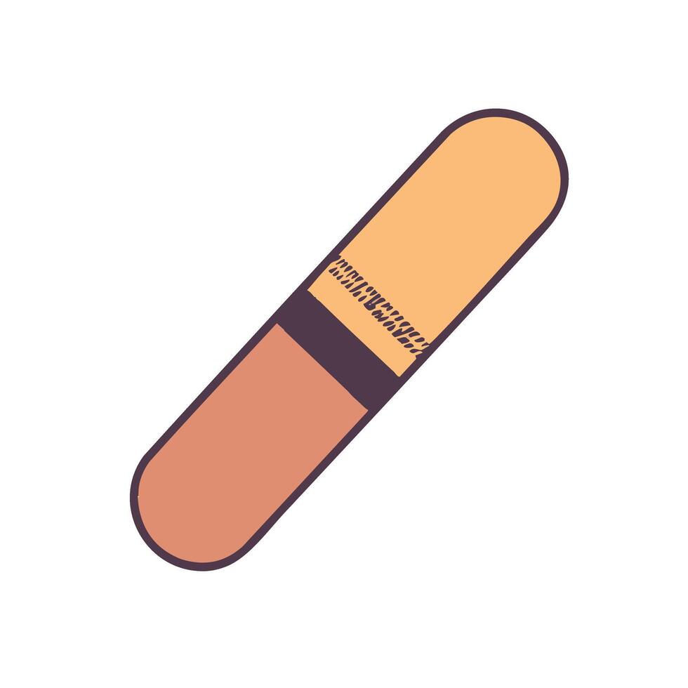 Illustration of medical band aid peach silhouette with a dark brown accent detail health wellness vector