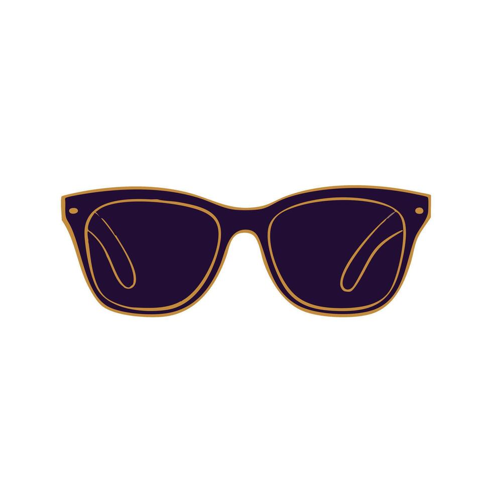Minimal pair of glasses dark purple gold accent vision health and eyewear design vector