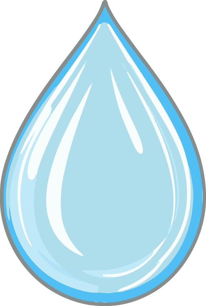 Flat minimal bold silhouette icon of water droplet clear silhouette with a blue accent detail health wellness icon vector