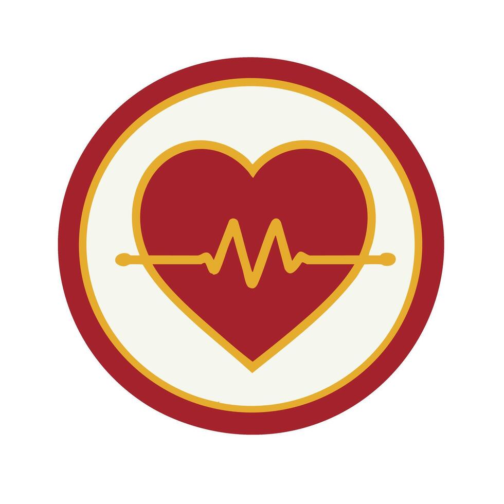 Heart embedded lifeline silhouette illustrating cardiac health monitoring emergency care and vital signs rendered in clean minimal bold style vector