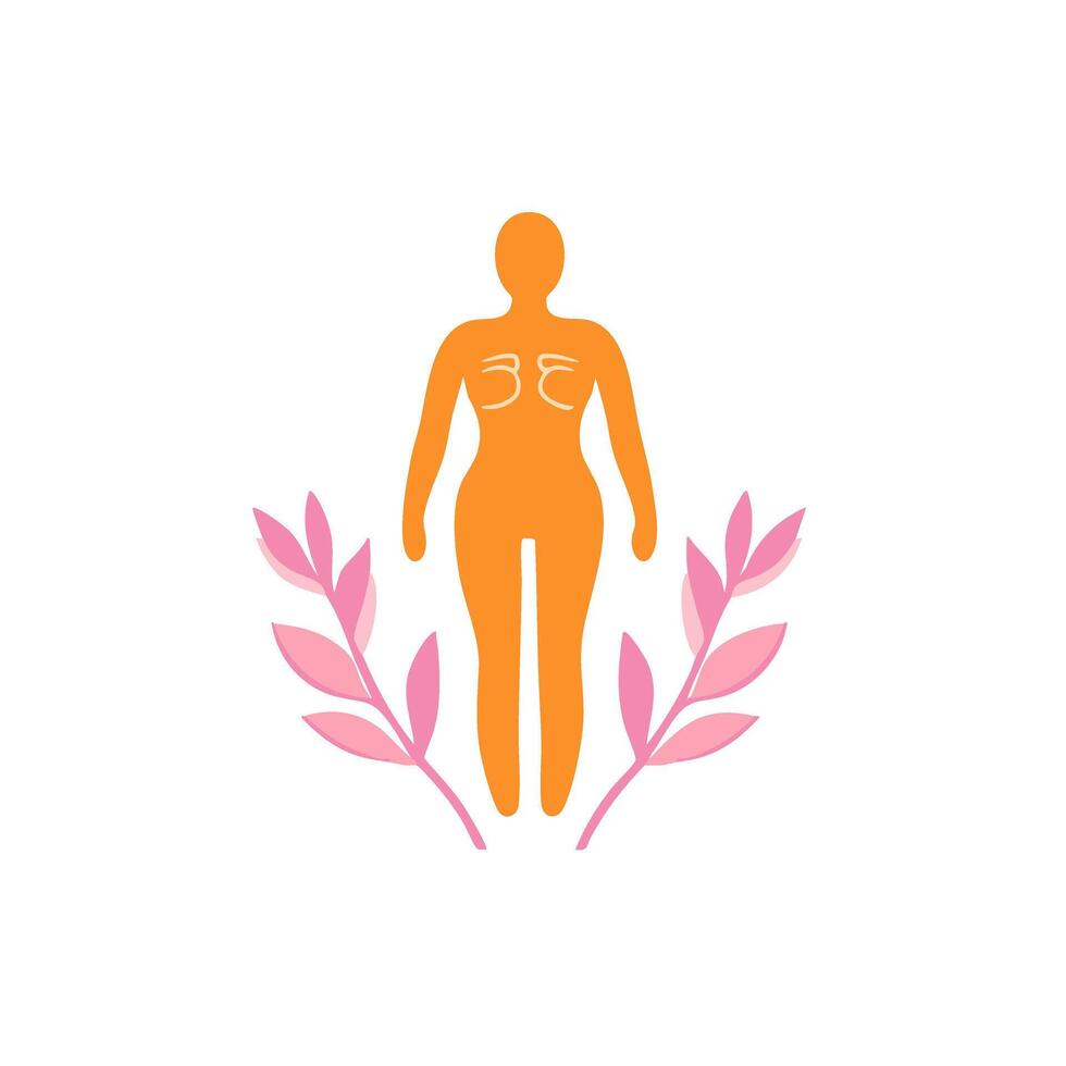 Body detox orange silhouette pink accent detail cleansing wellness flat minimal bold silhouette health wellness vector