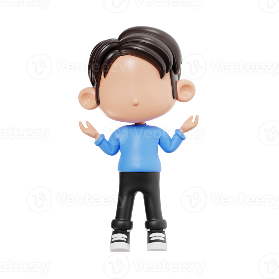 Confused blue shirt Boy png