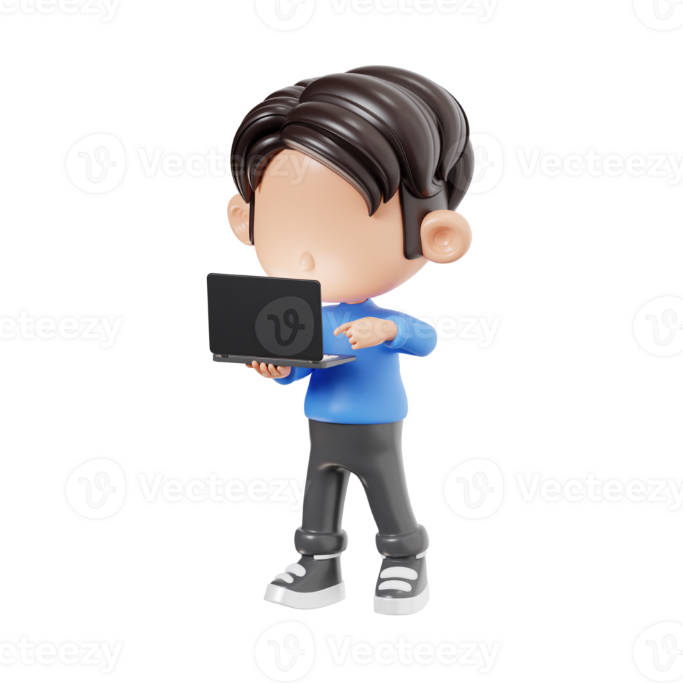 Boy Using Laptop png