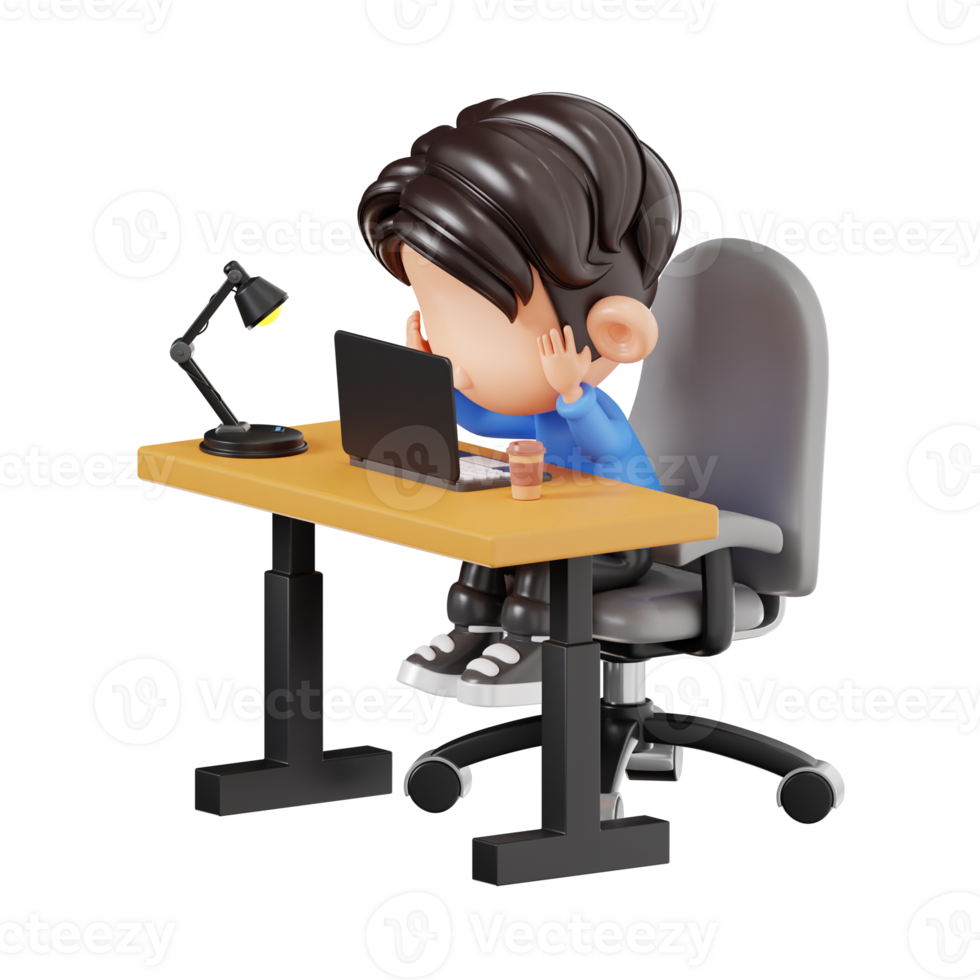 Boy Feeling Stress While Working png