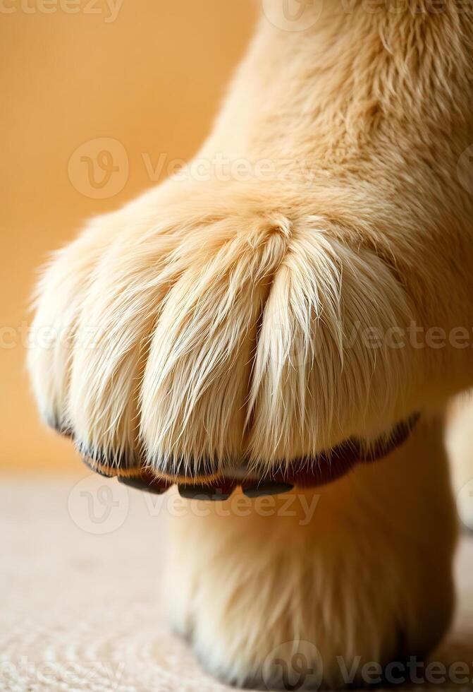 close up of a dog's paw with a red collar photo