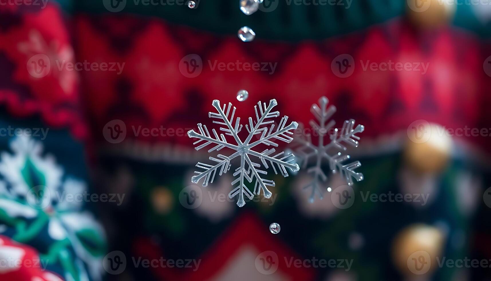 close up of a snowflake on a sweater photo