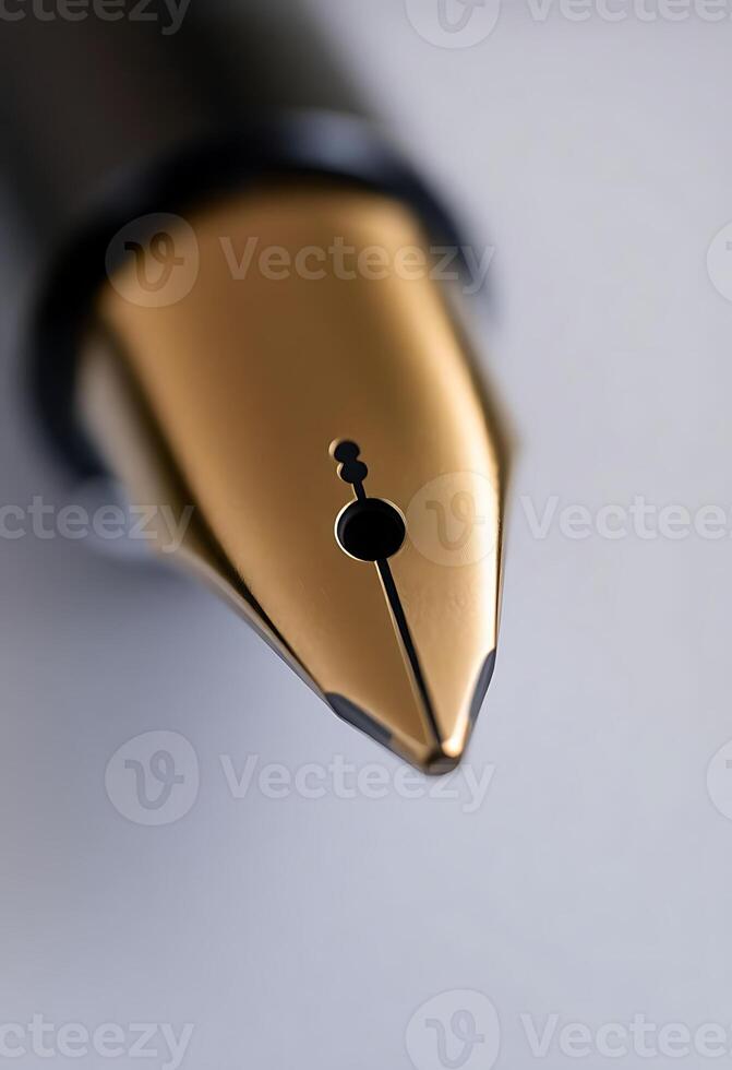 close up of a pen with a gold tip photo