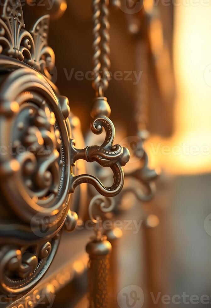 close up of a clock on a table photo
