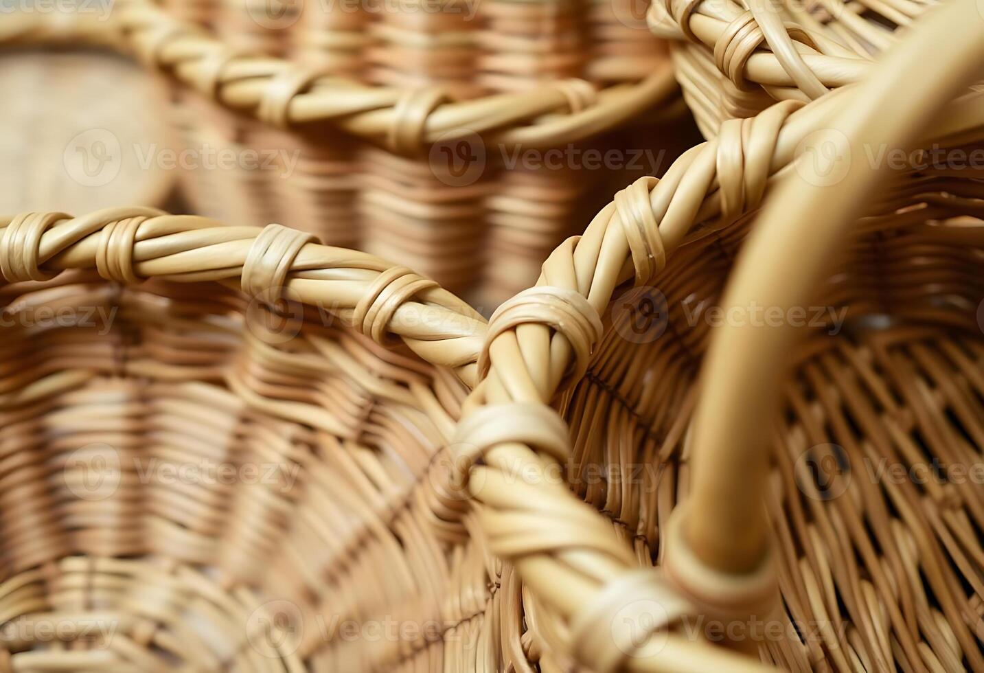 three wicker baskets sitting next to each other photo