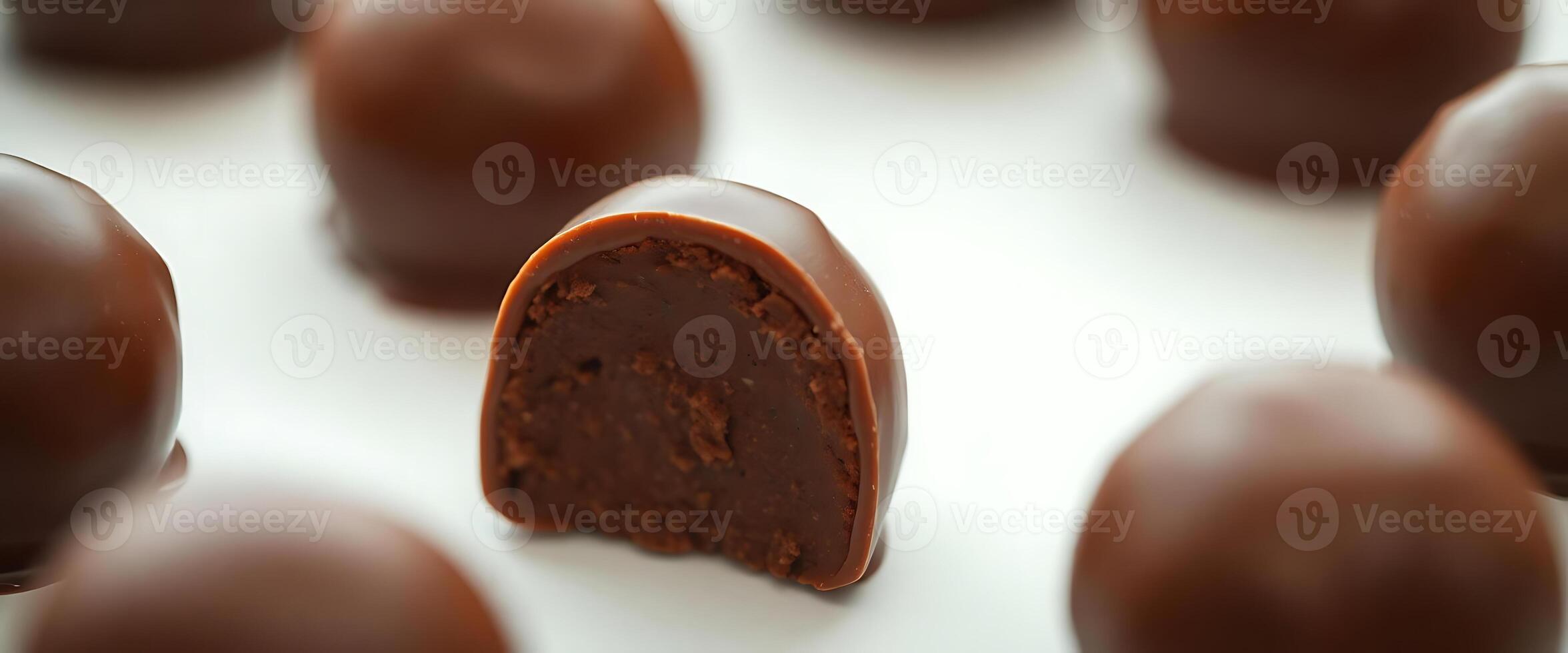 close up of chocolate candies on a white surface photo