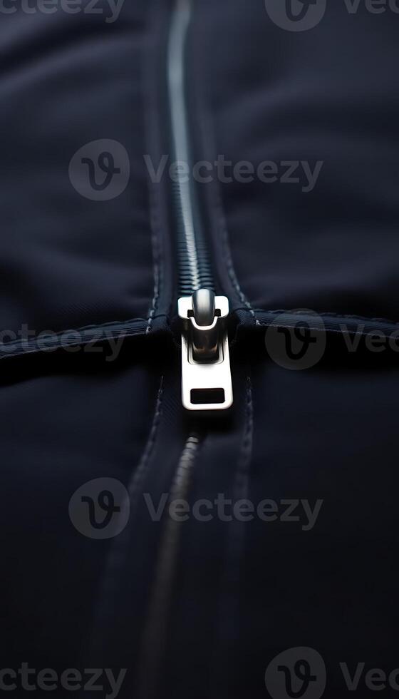 close up of a zipper on a piece of luggage photo