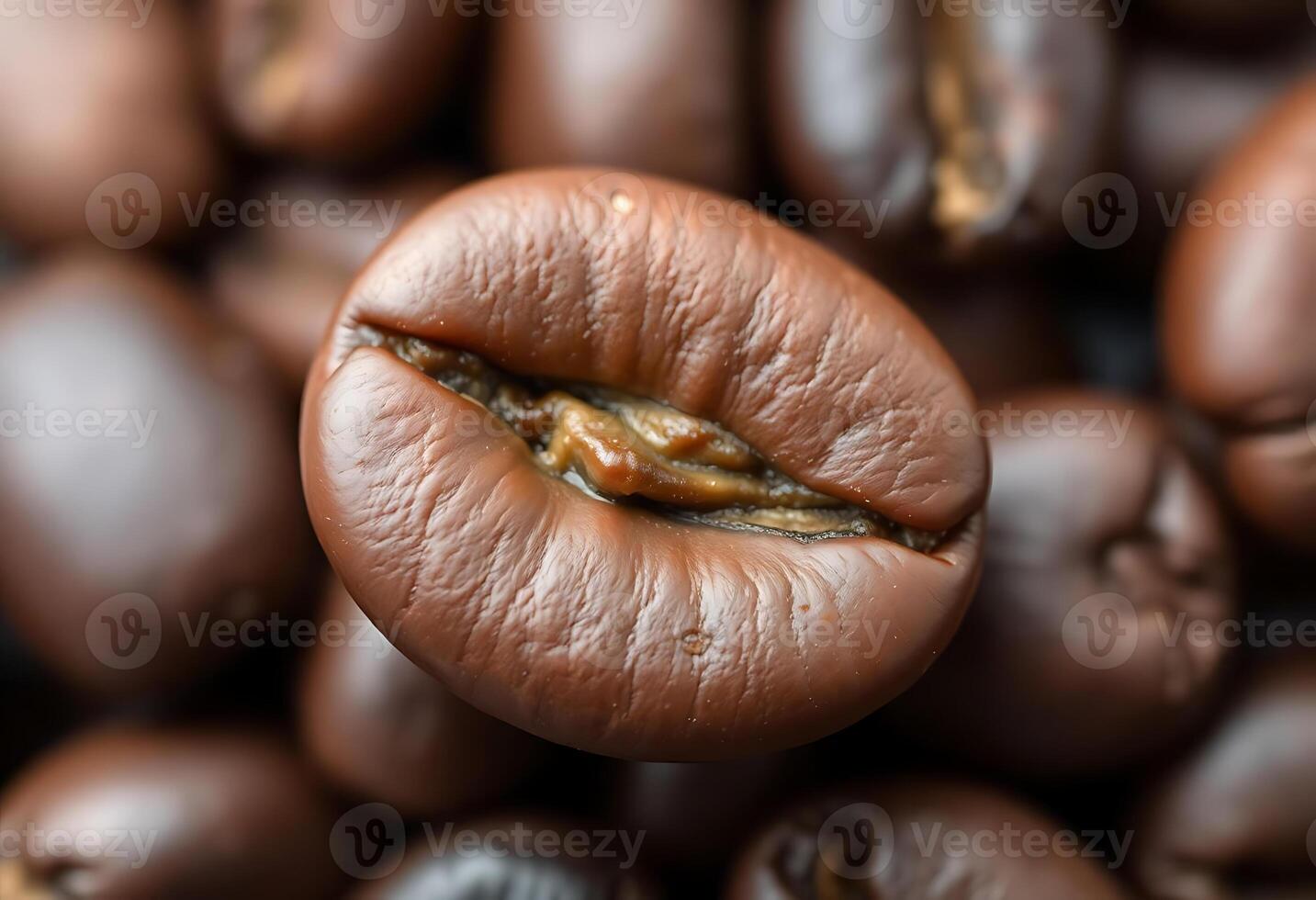 close up of a coffee bean with a bite taken out of it photo