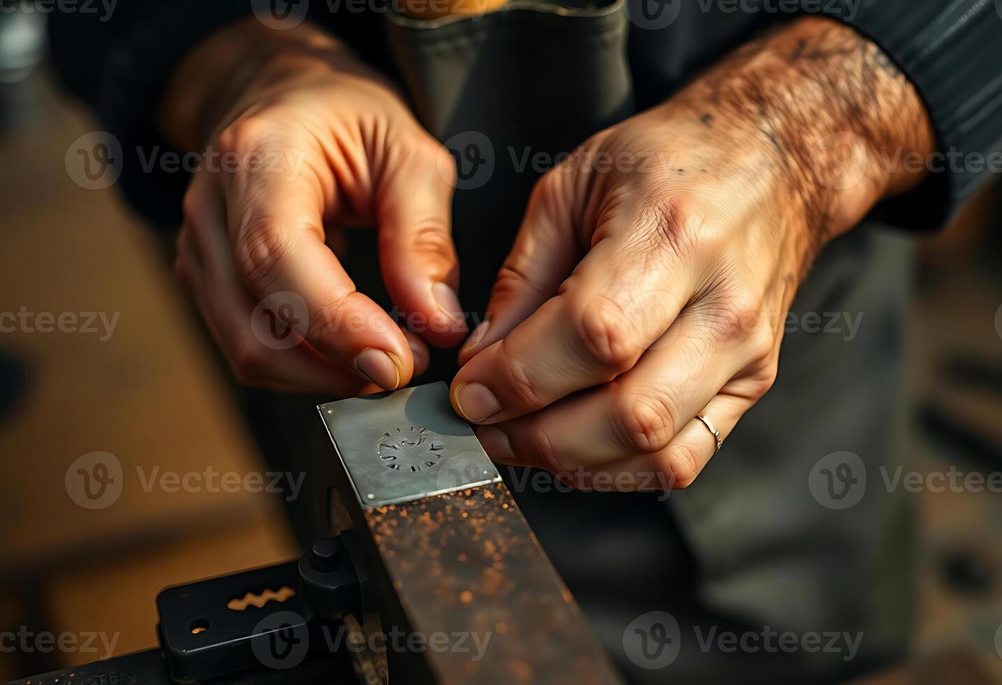 man is working on a piece of metal photo