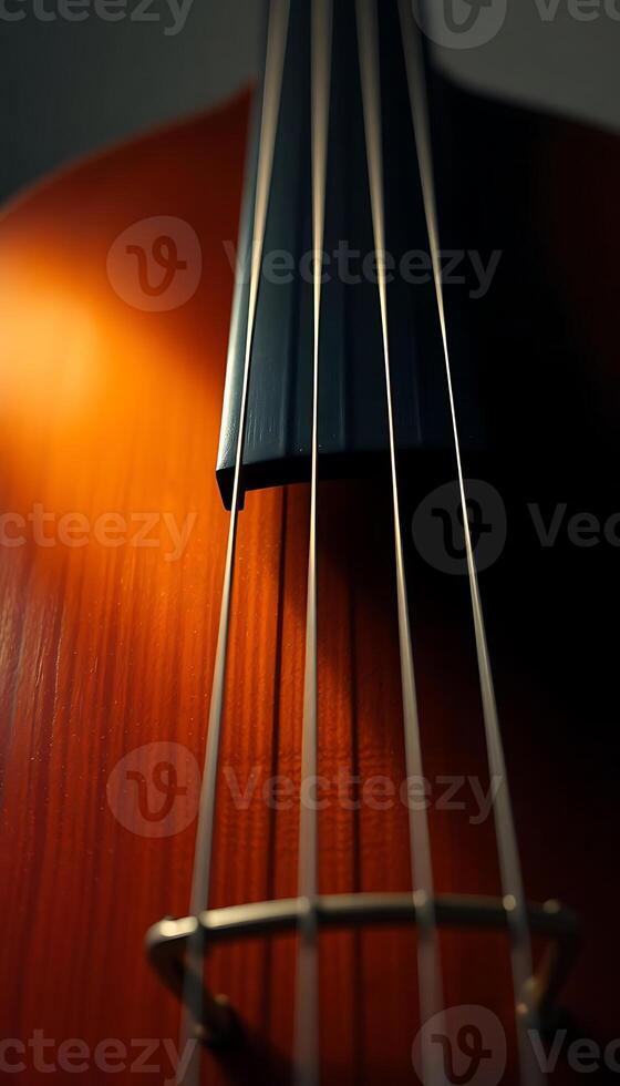 close up of the strings of a guitar photo