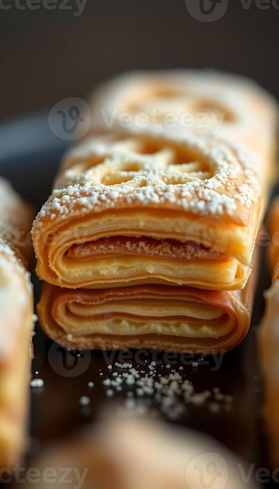 close up of a stack of pastries on a plate photo