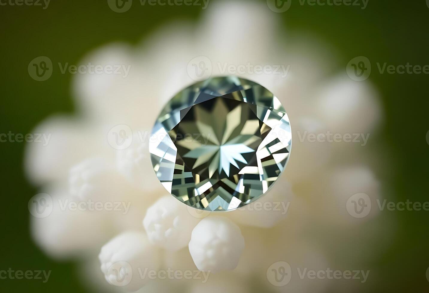 close up of a diamond on a flower photo
