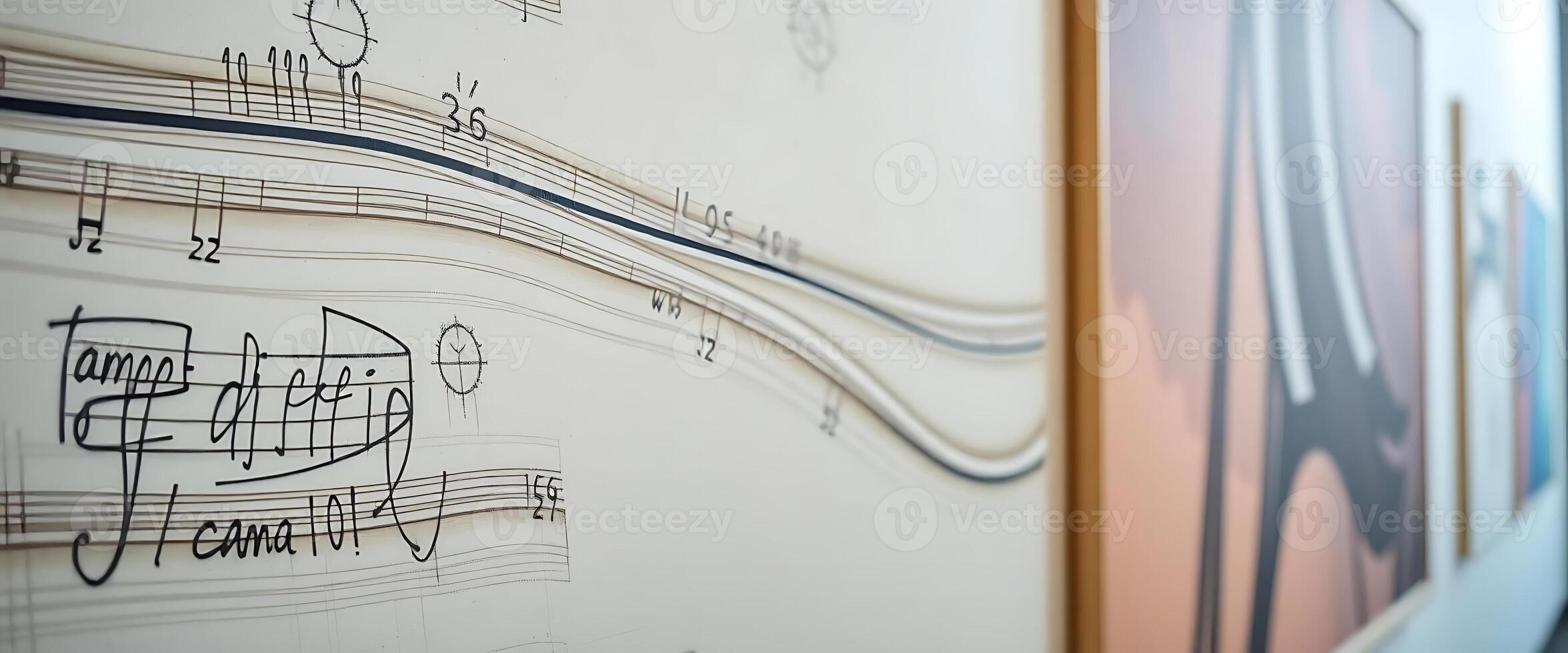 close up of a wall with music notes on it photo