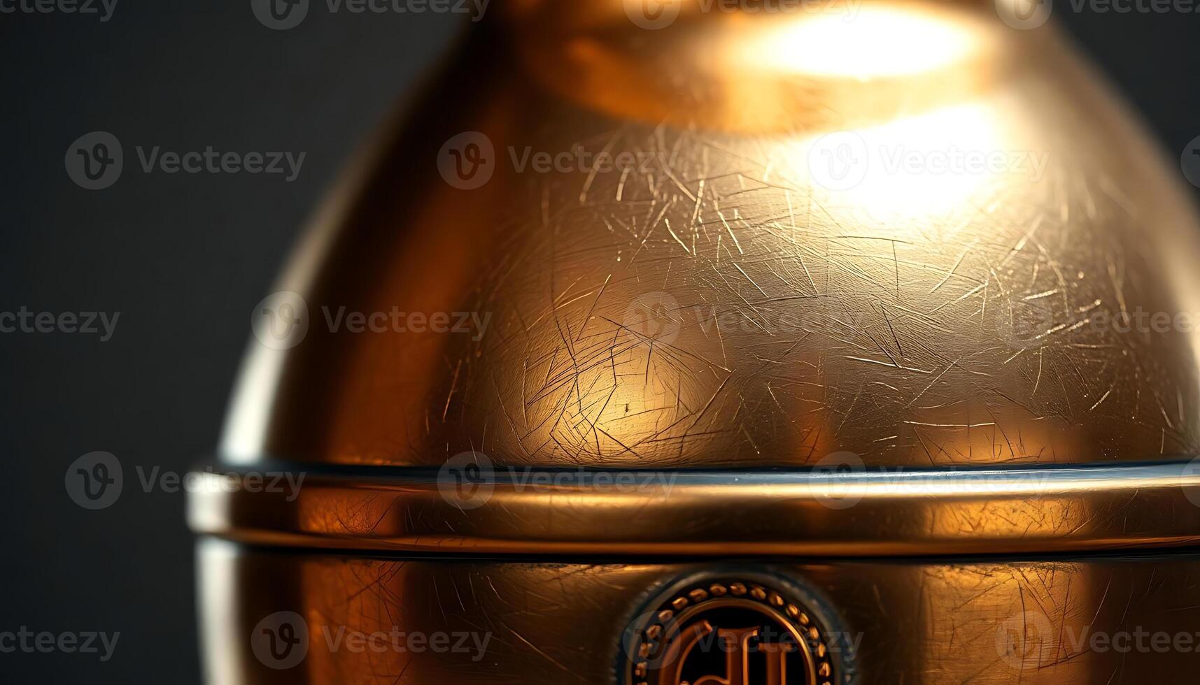 close up of a golden vase with a black background photo