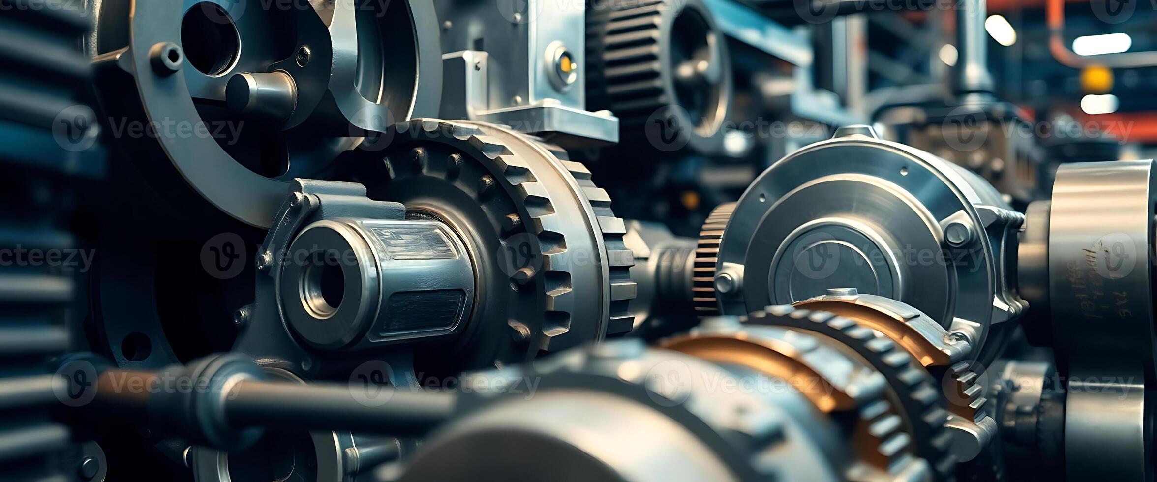 close up of a machine with gears photo