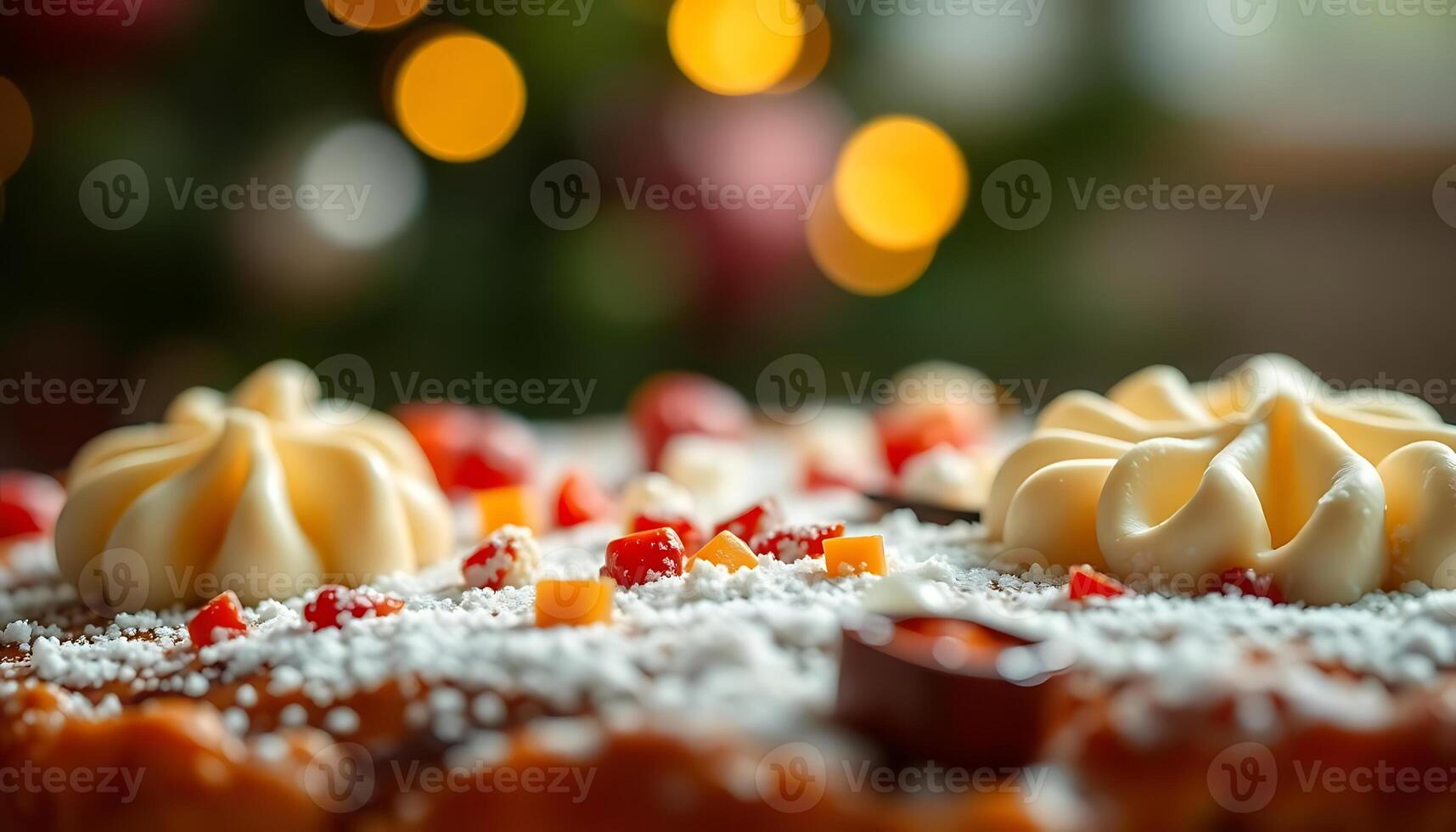 close up of a cake with icing and candy photo