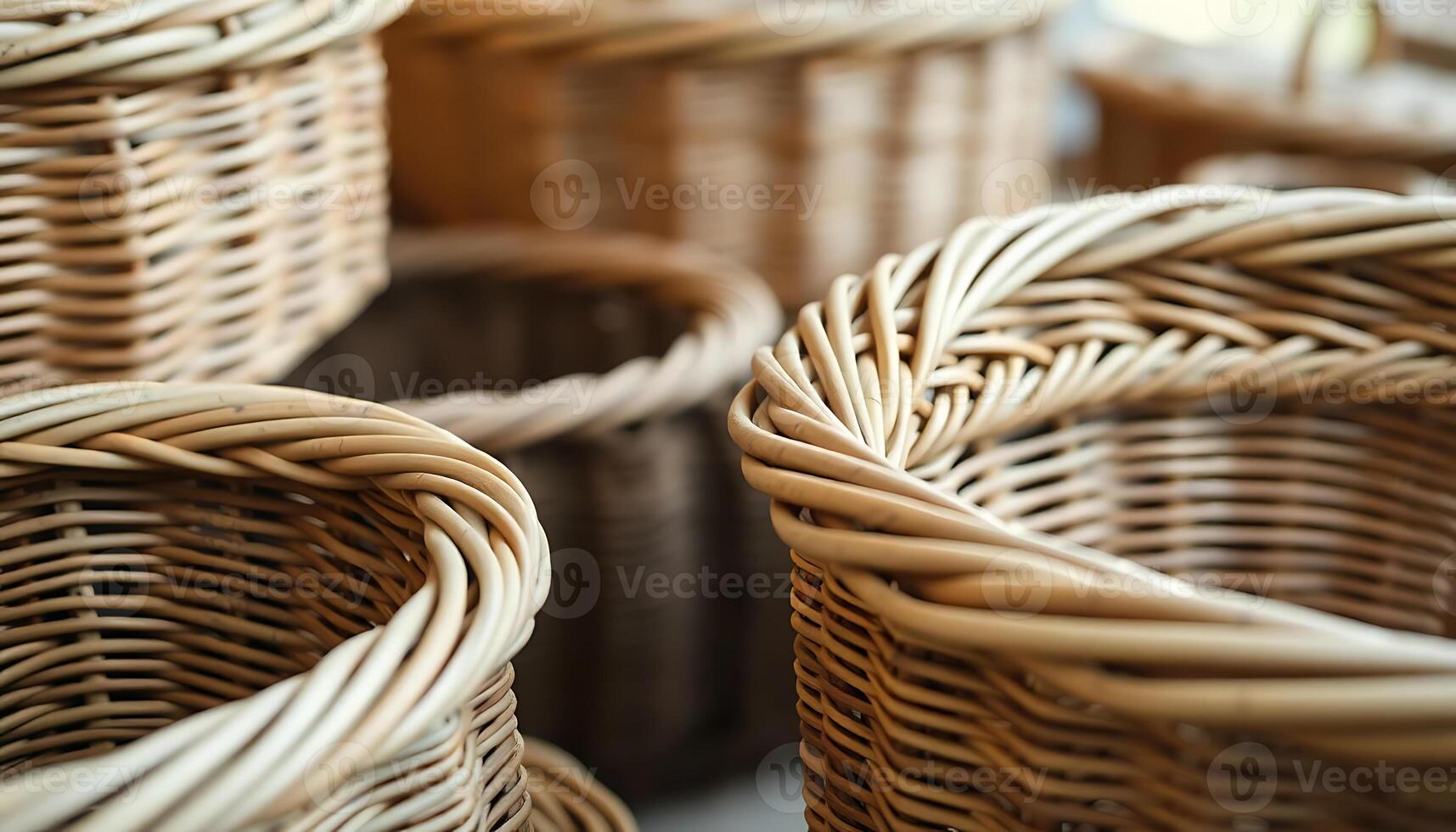 wicker baskets lined up in a row photo