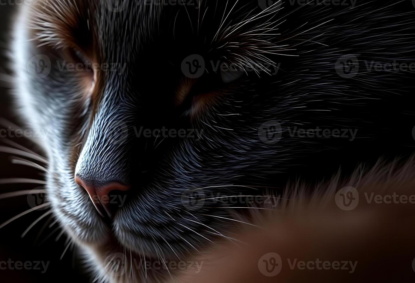 close up of a black cat's face photo